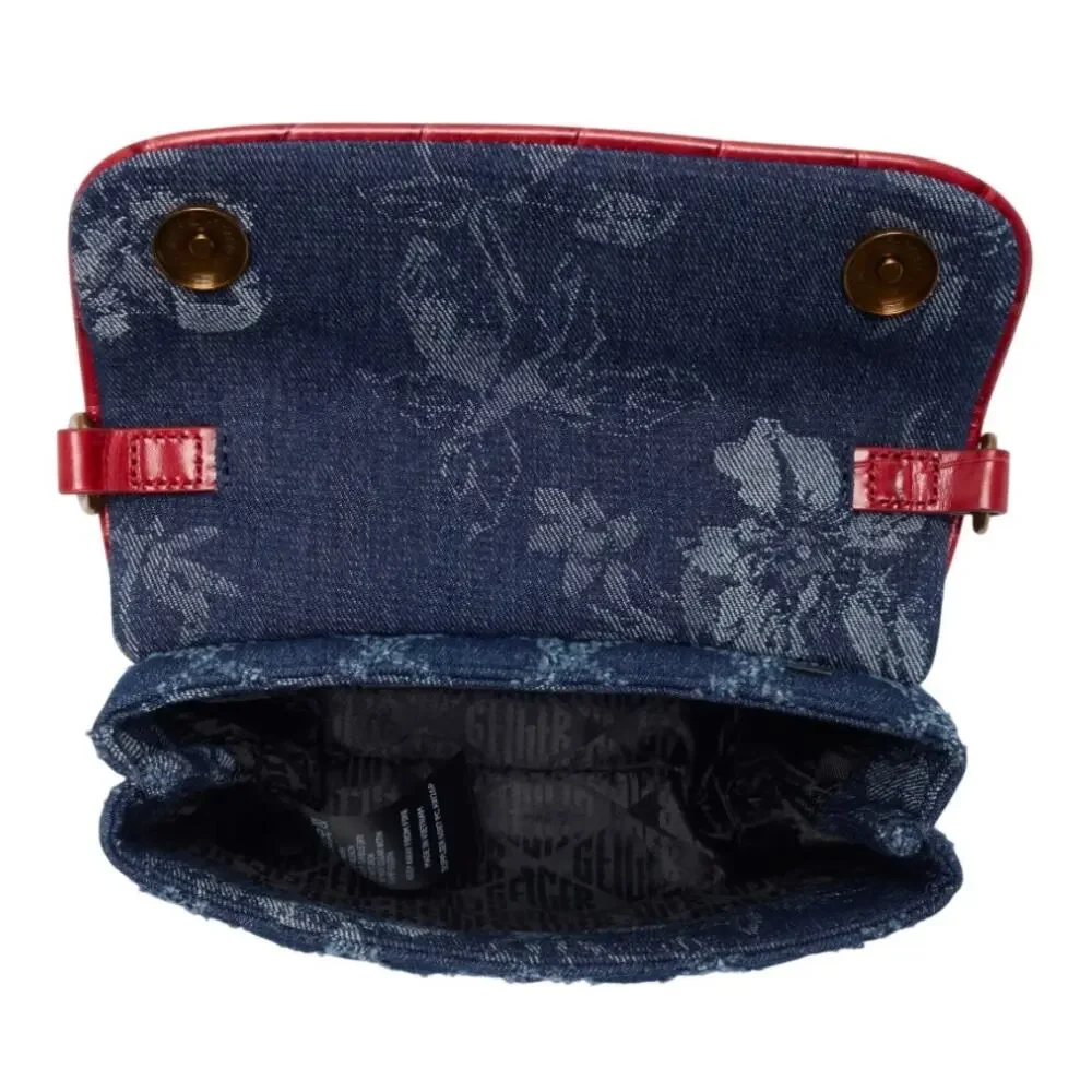 Kurt Geiger London Mini Brompton Quilted Floral Denim Shoulder Bag